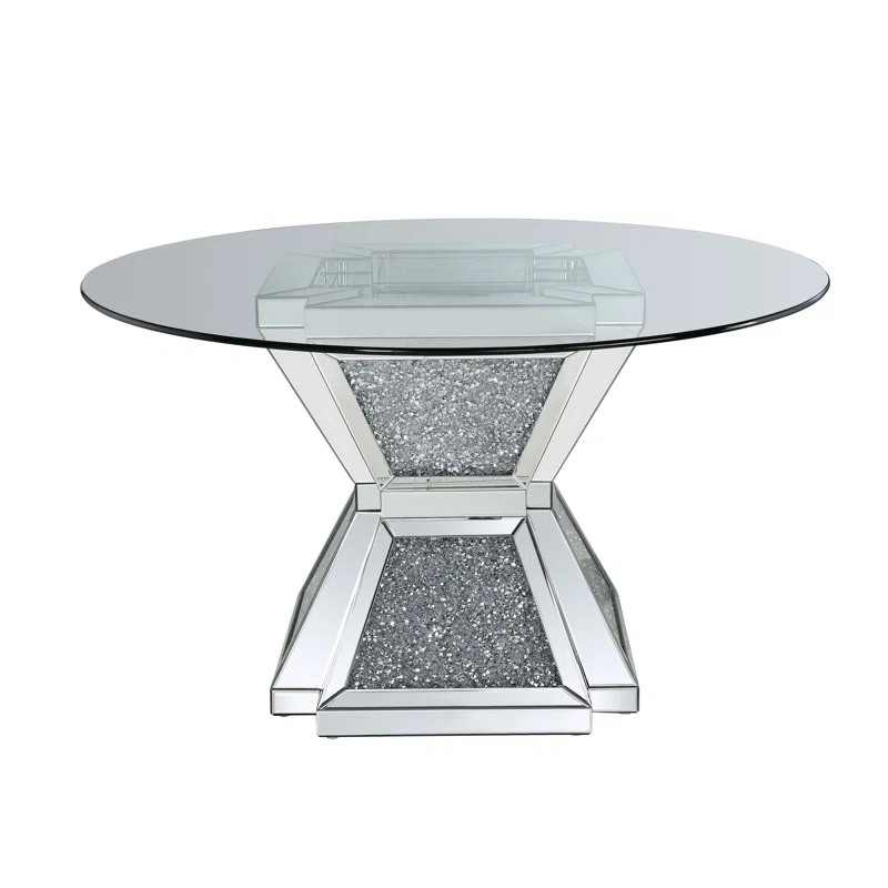 Round Glass Top Metal Base Dining Table
