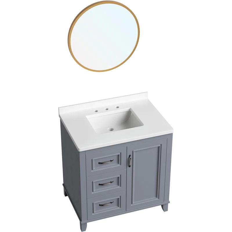 Hanover Hanover Ambridge 31'' Vanity Cabinet with Sink Combo for Bathroom, Pre-Assembled Cabinet