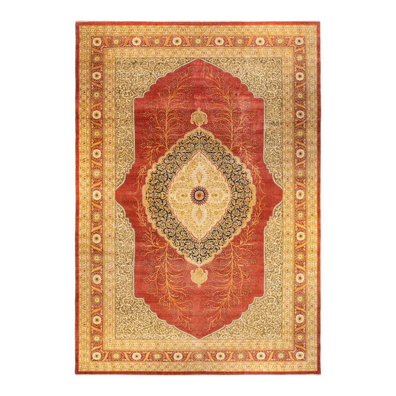Handmade Red Wool Traditional 8' x 10' Area Rug