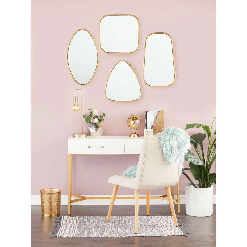 CosmoLiving by Cosmopolitan Metal Gold Wall Mirror with Varying Shapes Set
