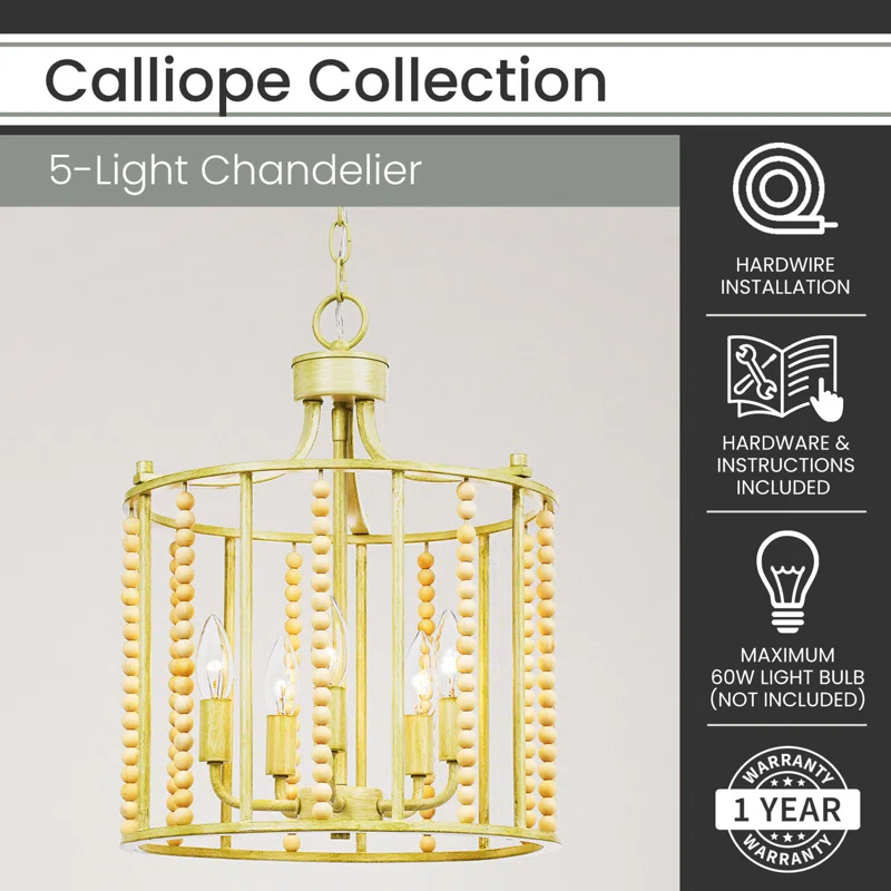 5 - Light Gold Candle Style Pendant