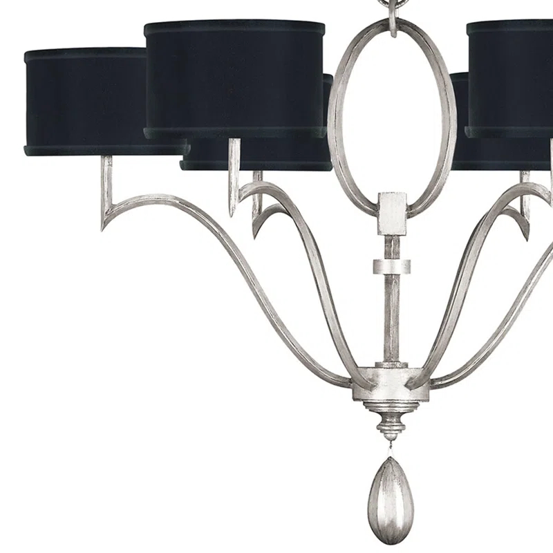Allegretto 39" Black and Silver Leaf Drum Chandelier