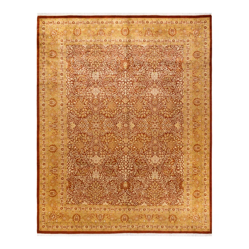 Elegant Ivory Oriental Wool Rug Hand-Knotted 8' x 10'