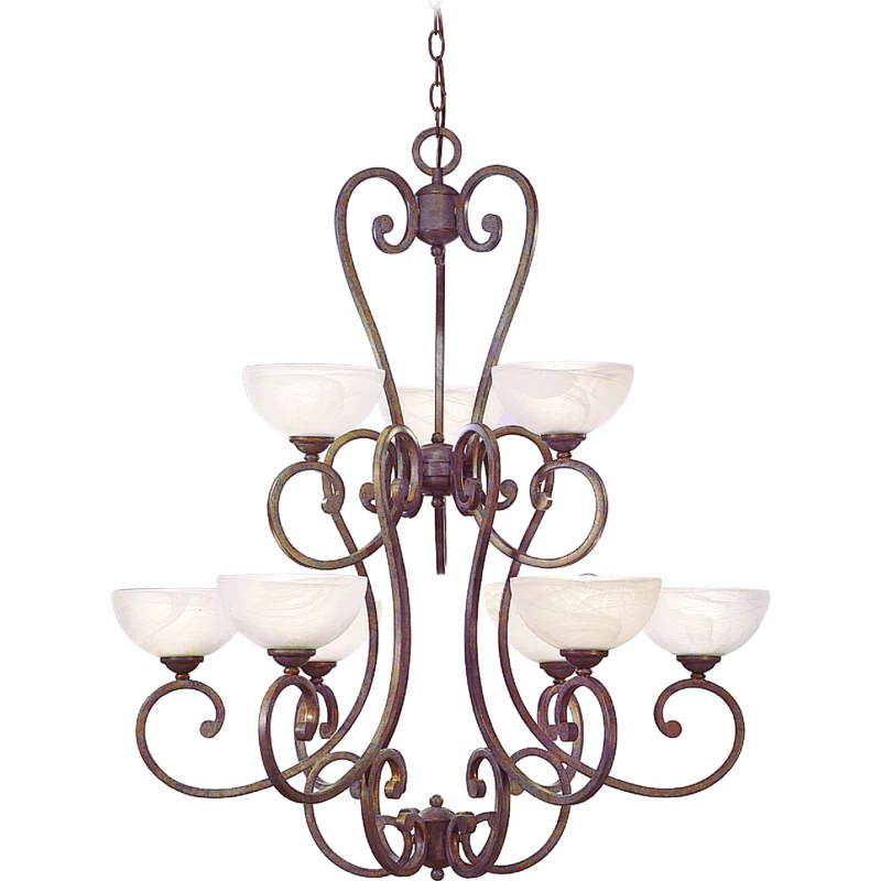 9 - Light Dimmable Tiered Chandelier