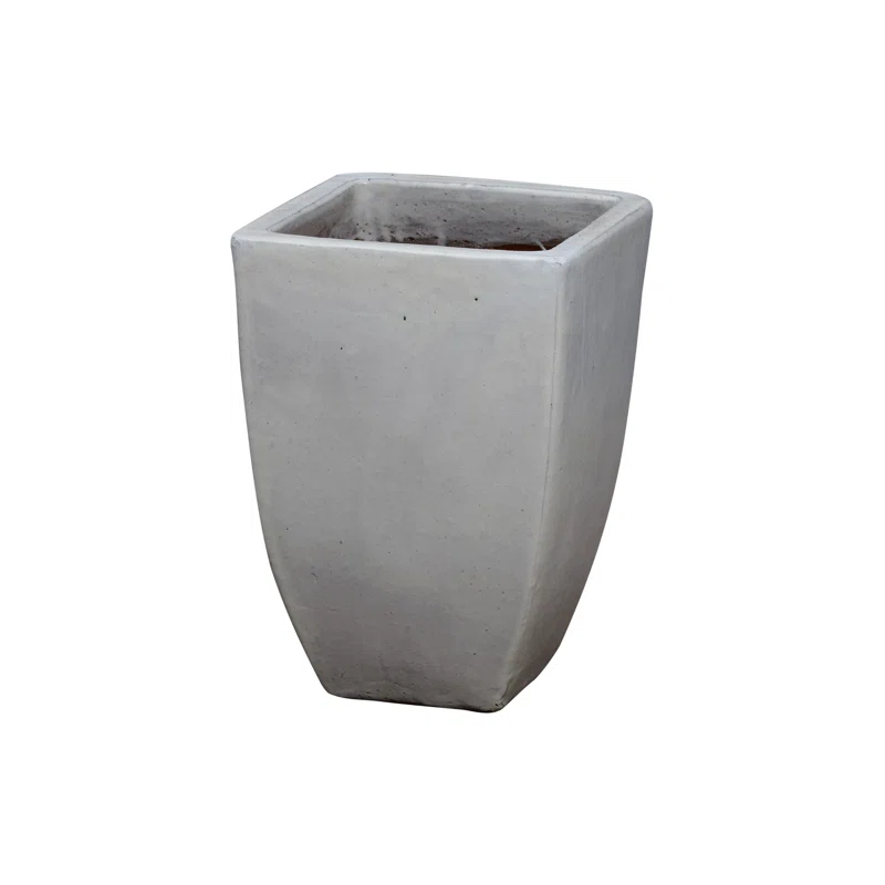 Large Square Ceramic Planter in Glossy White - 18.5" H
