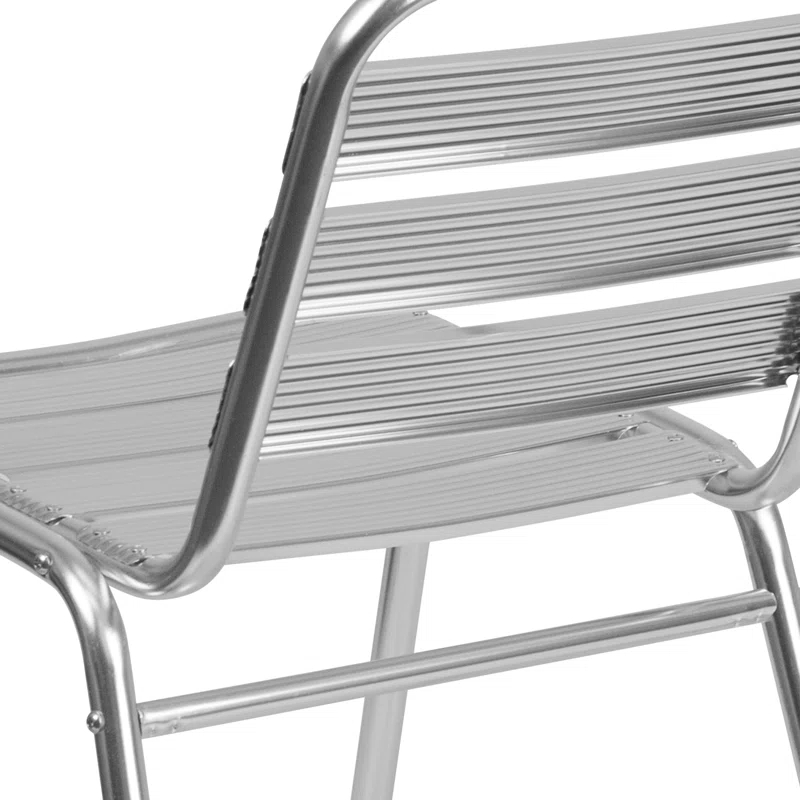 Lila Lila 4 Pack Aluminum Commercial Indoor-Outdoor Armless Restaurant Stack Chair with Triple Slat Back (Set of 4)