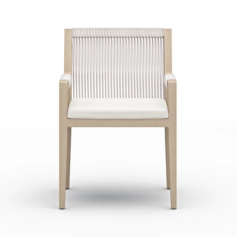 Degeorge Wood Outdoor Dining Armchair with Cushion