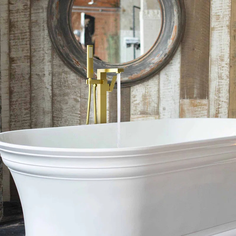 Cube Floor Tub Spout with Diverter