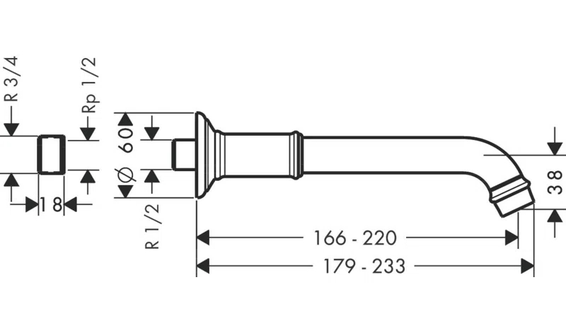 Montreux Bathroom Tub Spout