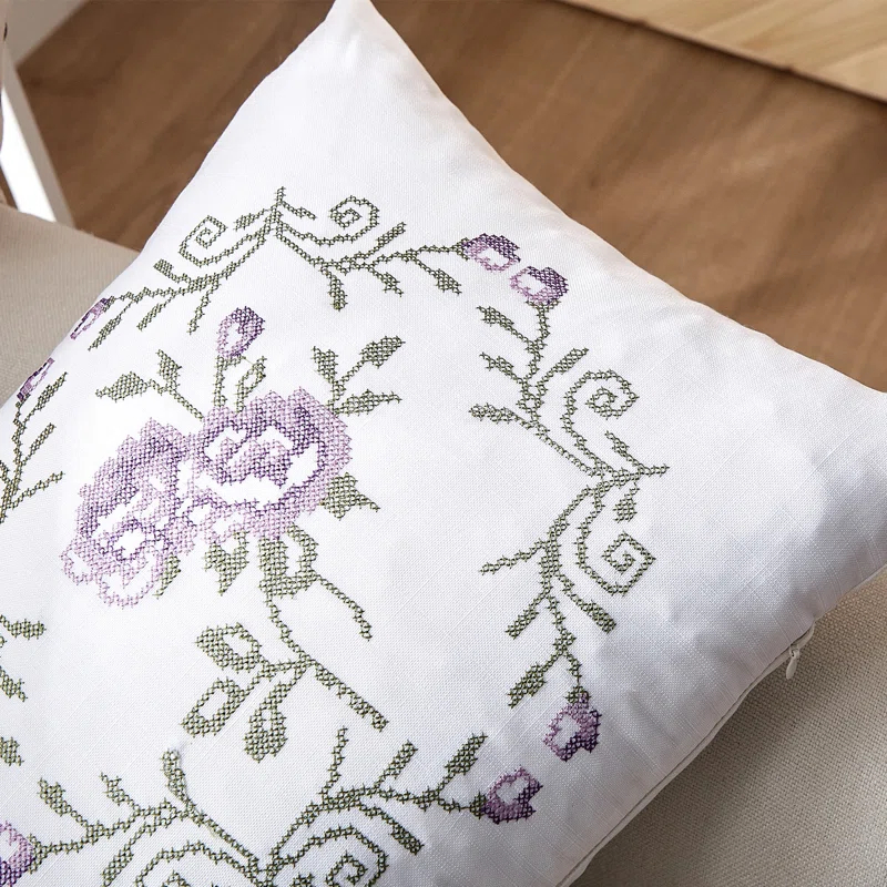Rose Embroidered Pillow Cover (Set of 2)