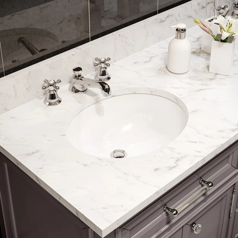 Derby 72" Grey Double Sink Bathroom Vanity Set with Marble Top