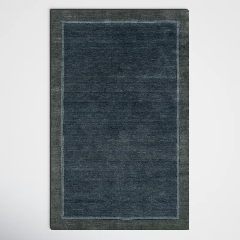 Zaley Handmade Tufted Wool Blue/Gray Area Rug