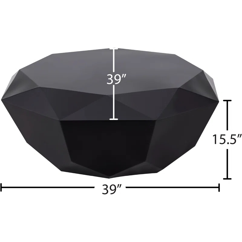 Gemma Matte Black Steel Diamond-Shaped Coffee Table