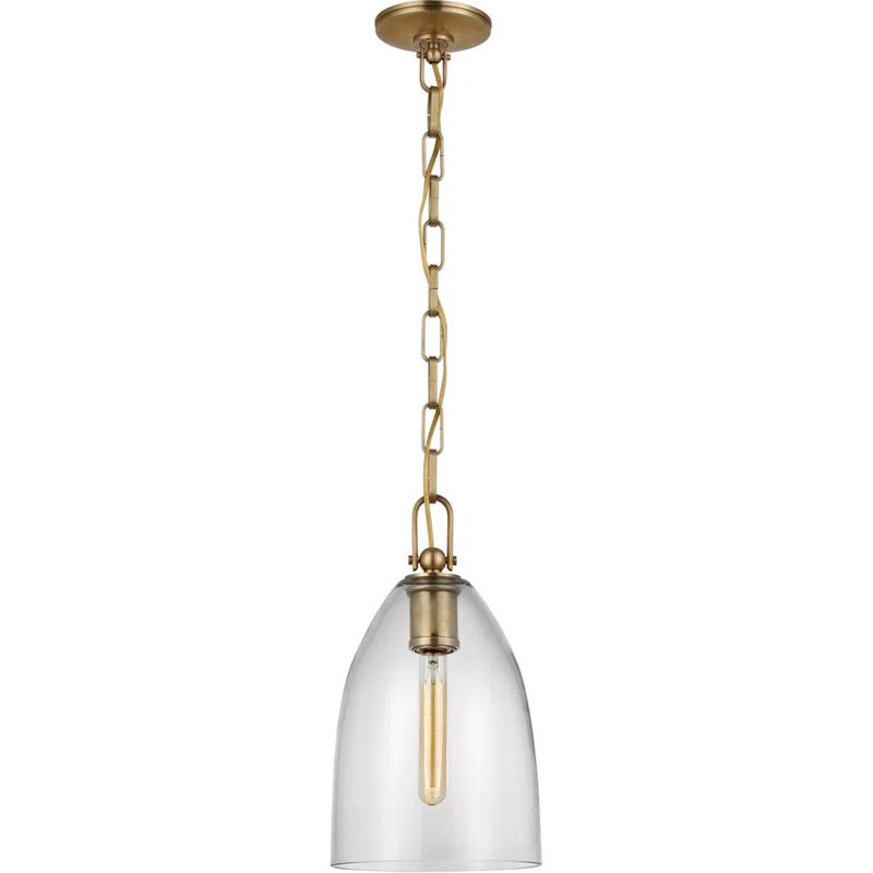 Antique Brass and Clear Glass Pendant Light