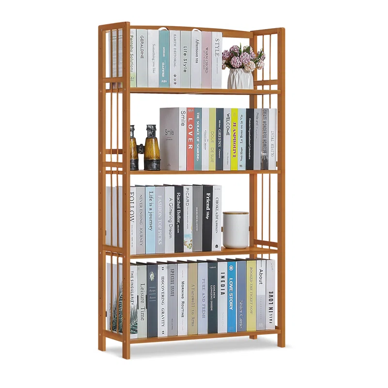Adjustable Bamboo Wood Bookcase Storage Bookshelf