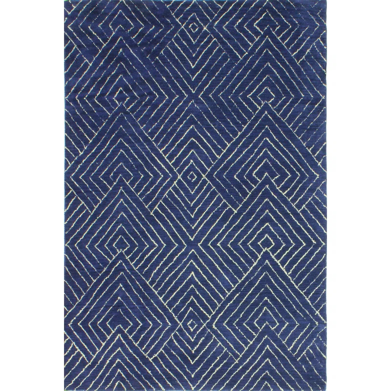 Darya Home Carroll Collection Transitional Geometric Area Rug Navy