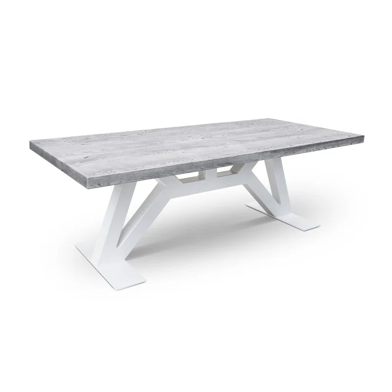 MaximaHouse Grog Oak Solid Wood Top Metal Base Dining Table