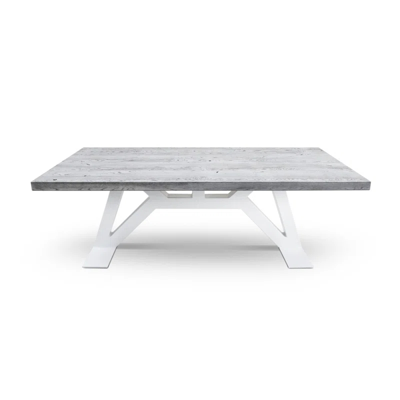 MaximaHouse Grog Oak Solid Wood Top Metal Base Dining Table