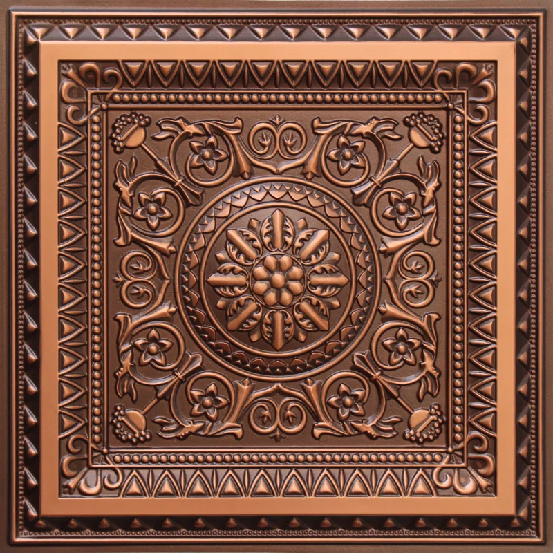 Marseille 24'' W Textured PVC Drop-In Ceiling Tile In Antique Gold