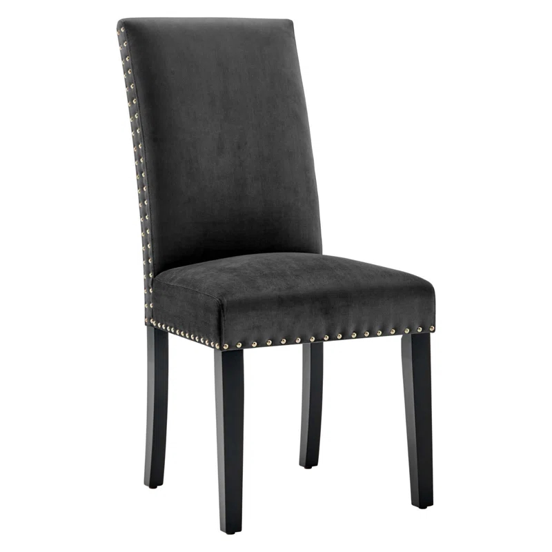 Modway Silver Orchid Lind Velvet Nailhead Trim Dining Side Chairs