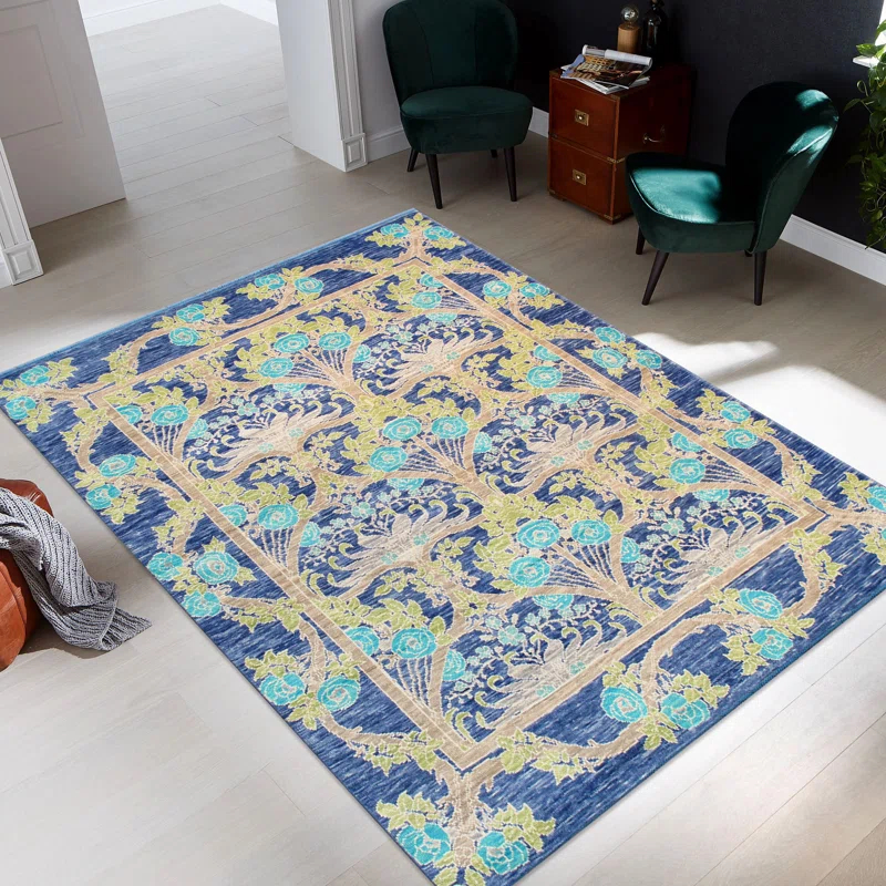 Oushak Hand Knotted Wool Floral Rug