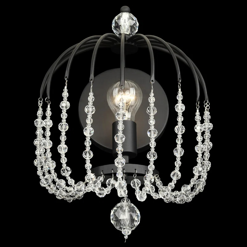 Elegant Black and Gold Crystal Crush Dimmable Wall Sconce