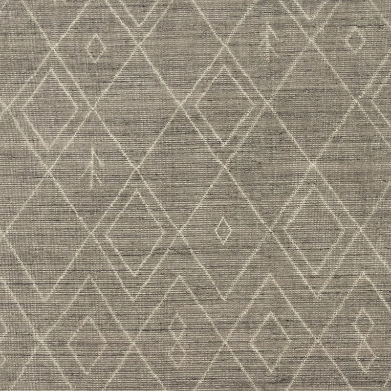 Gray Moroccan Hand-Knotted Wool and Cotton 9' x 12' Rug
