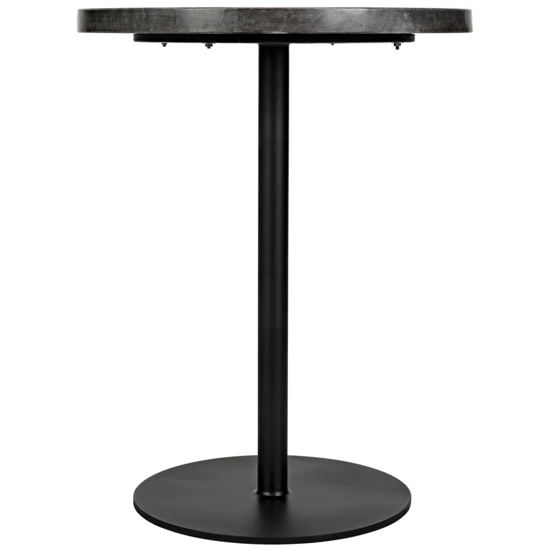 Round Black Marble and Metal End Table