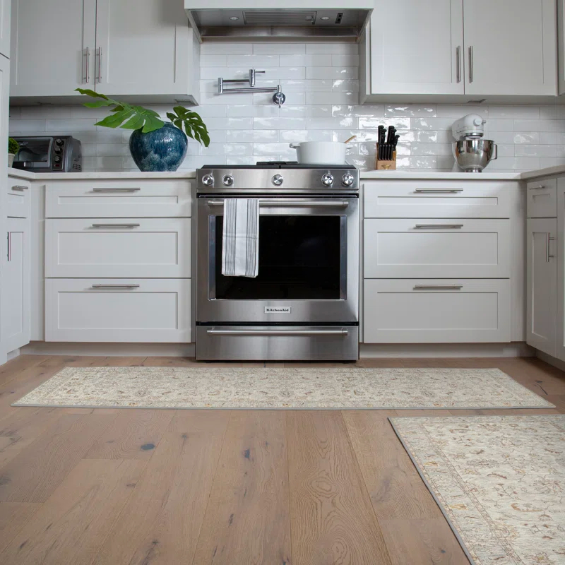 GelPro NeverMove Machine Washable Traditional Jordan Oatmeal Area Rug
