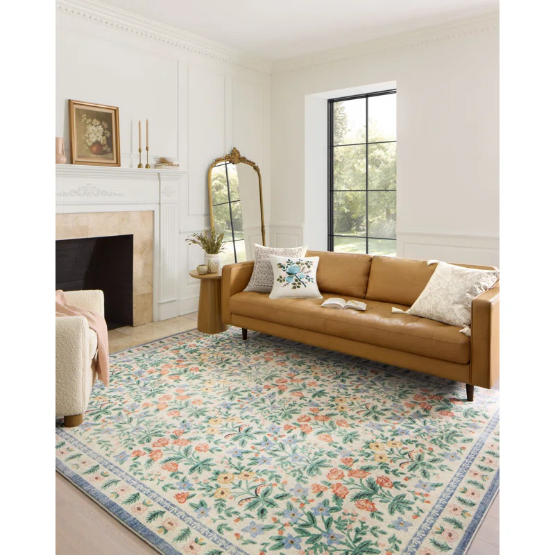 Rifle Paper Co. x Loloi Eden Mughal Garden Cream Rug feat CloudPile