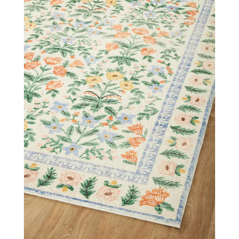 Rifle Paper Co. x Loloi Eden Mughal Garden Cream Rug feat CloudPile