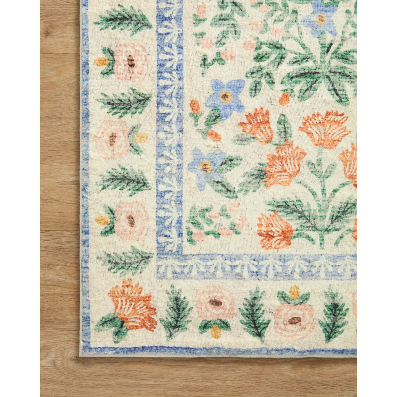 Rifle Paper Co. x Loloi Eden Mughal Garden Cream Rug feat CloudPile