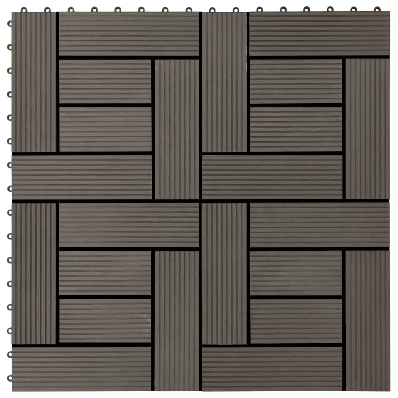 VidaXL 11 Pieces Decking Tiles WPC 11.8" x 11.8" 1 Sqm