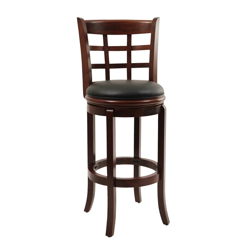 Benjara Swivel Solid Wood Counter Stool