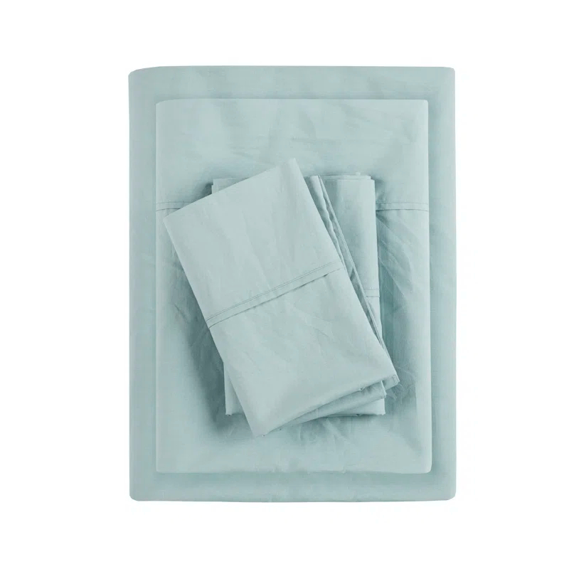 Madison Park Peached Percale 200 Thread Count Relaxed Cotton Percale Sheet Set