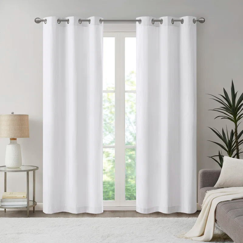 Madison Park Galen Basketweave Room Darkening Curtain Panel Pair (Set of 2)
