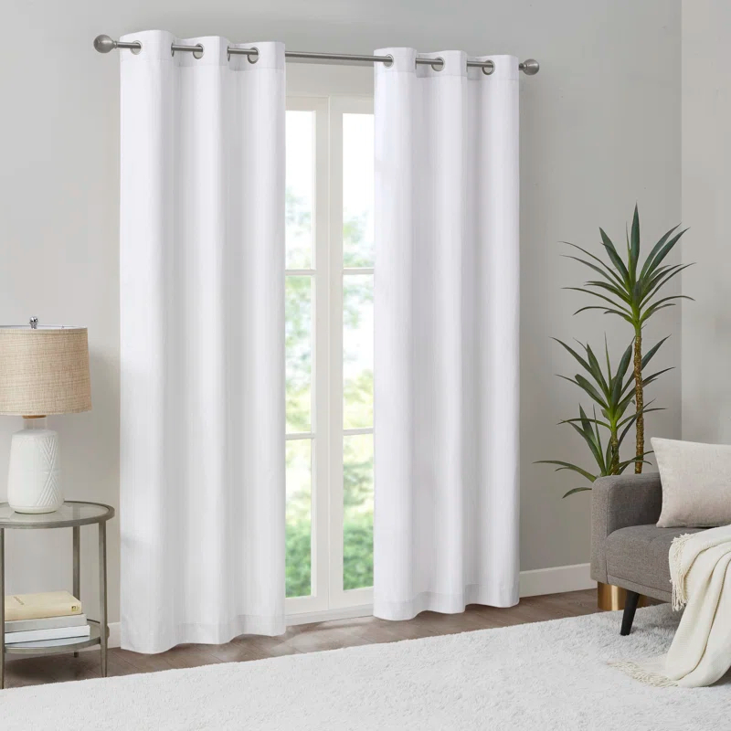 Madison Park Galen Basketweave Room Darkening Curtain Panel Pair (Set of 2)