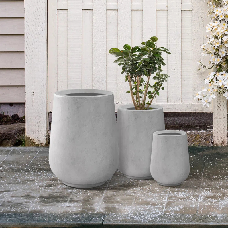 Kante Kante 26.5", 20" And 13.1"H Round Tall Planters (Set Of 3), Outdoor Indoor Large Planter Pots Containers With Drainage Holes For Patio, Balcony, Backyard, Living Room