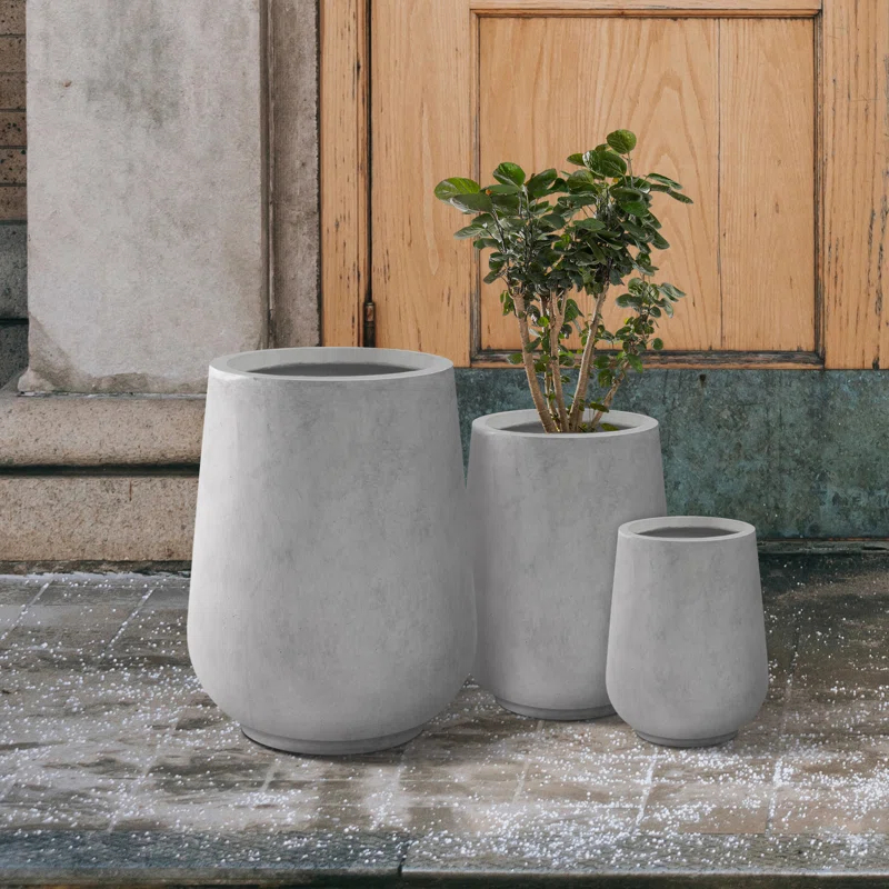 Kante Kante 26.5", 20" And 13.1"H Round Tall Planters (Set Of 3), Outdoor Indoor Large Planter Pots Containers With Drainage Holes For Patio, Balcony, Backyard, Living Room