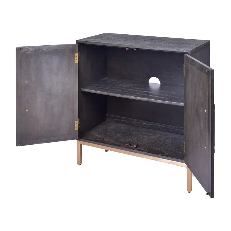 Hopper Studio Hopper Studio Sophia Solid Wood 34'' 2-Door Cabinet, Adjustable Shelf, Practical Shelving