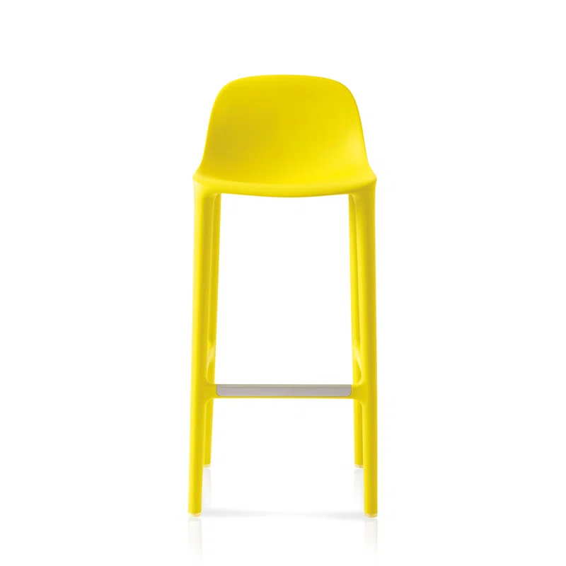 Yellow Reclaimed Wood and Polypropylene Bar Stool
