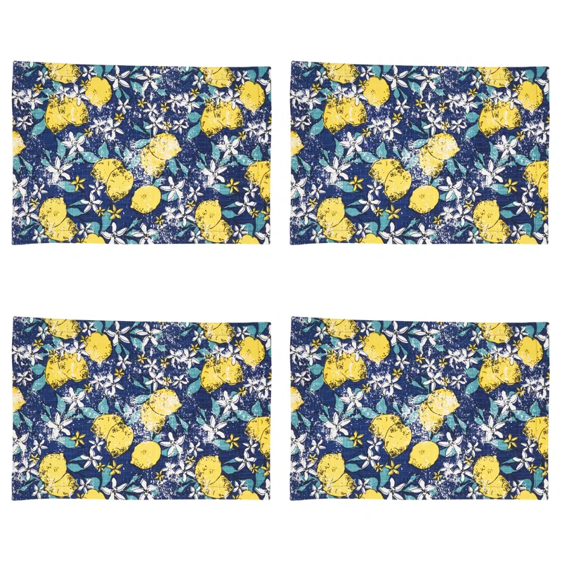 Saro Assam Collection 100% Cotton No Pattern Rectangle Placemat (Set of 4)
