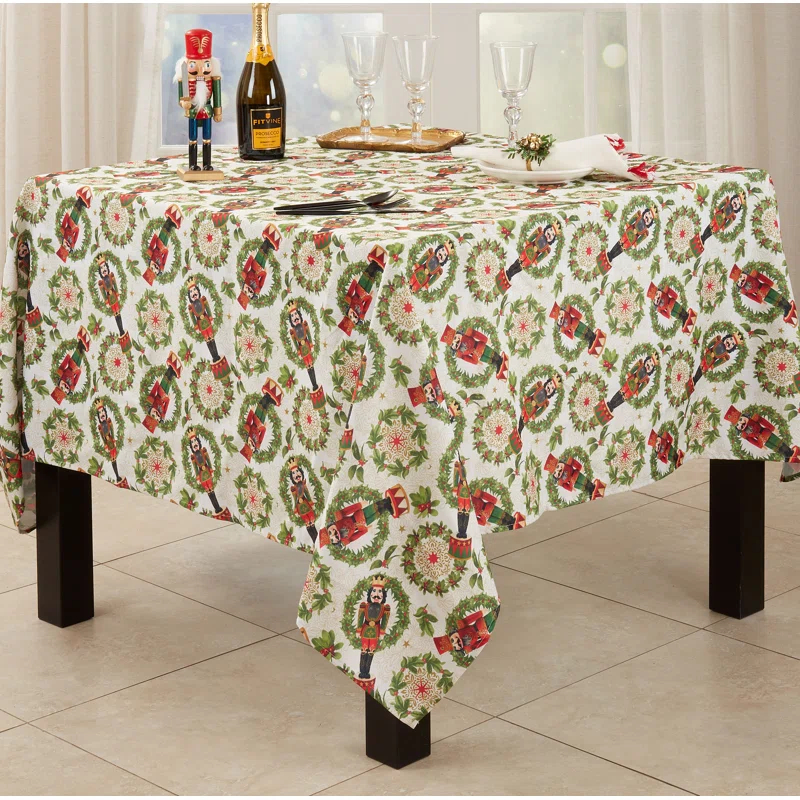 Saro Square_Holiday Tablecloth With Nutcracker Design