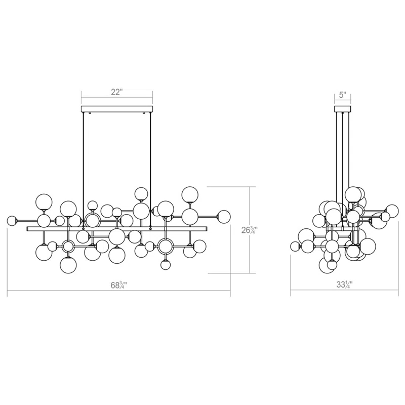 Nebula 11 - Light Dimmable LED Kitchen Island Linear Chandelier
