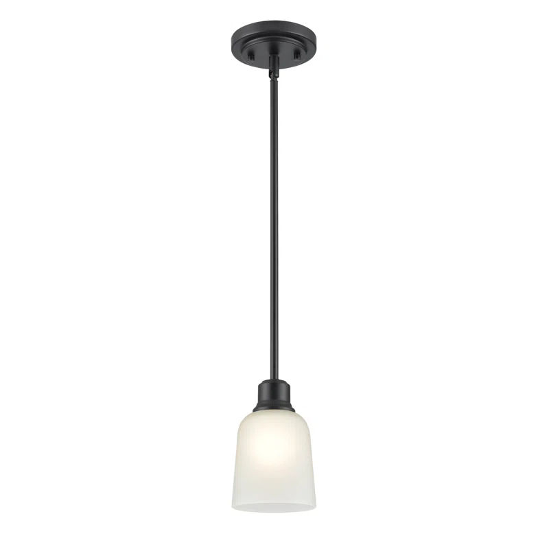Millennium Lighting Amberle 1 Light Matte Black Pendant with White Glass