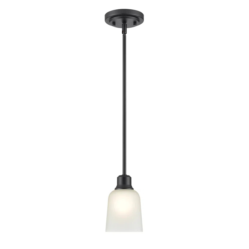 Millennium Lighting Amberle 1 Light Matte Black Pendant with White Glass