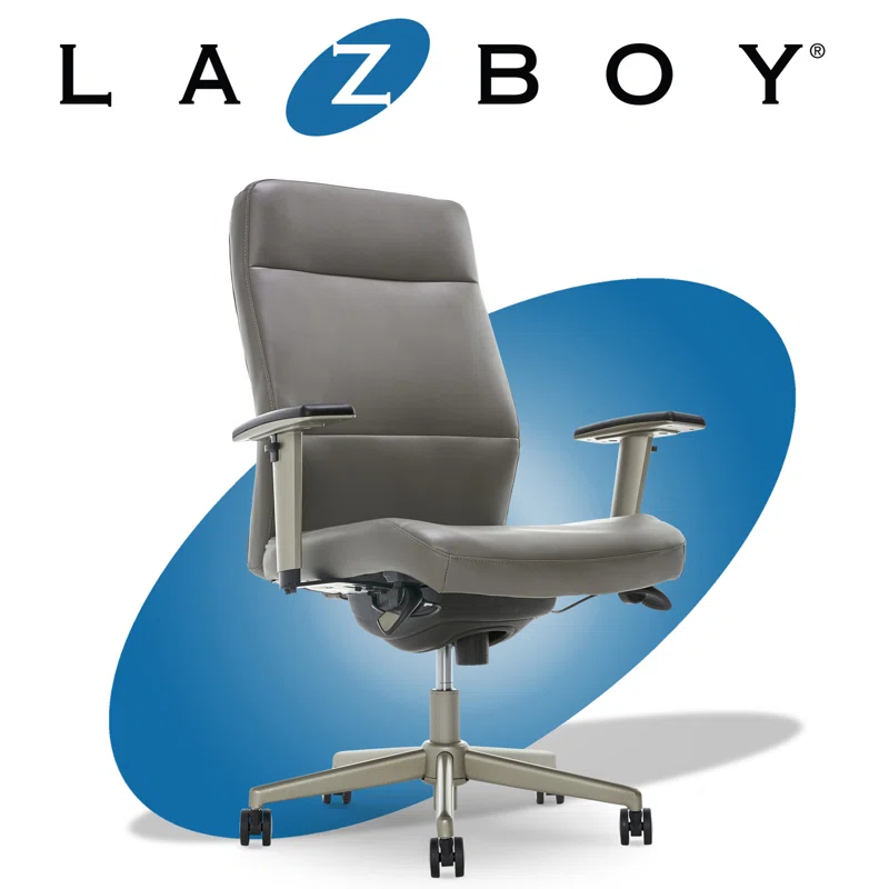 La-Z-Boy Baylor Bonded Leather Adjustable Ergonomic Executive Office Chair with Lumbar Support
