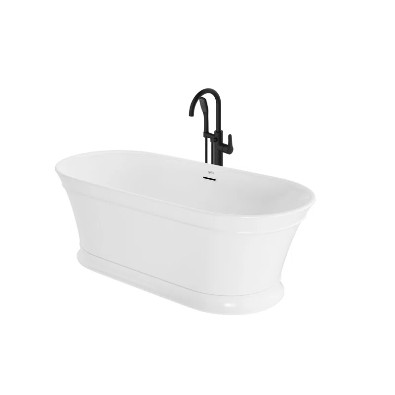 Lyndsay 67" x 32" Freestanding Soaking Acrylic Bathtub with Faucet