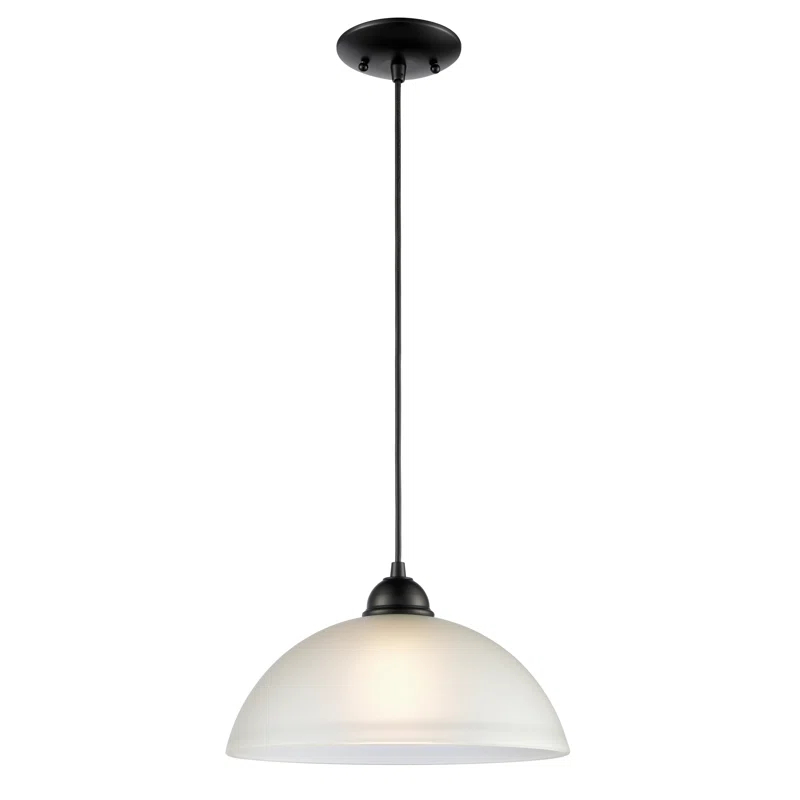 Vanity Art 1 Light Pendant in Black with Etched Glass