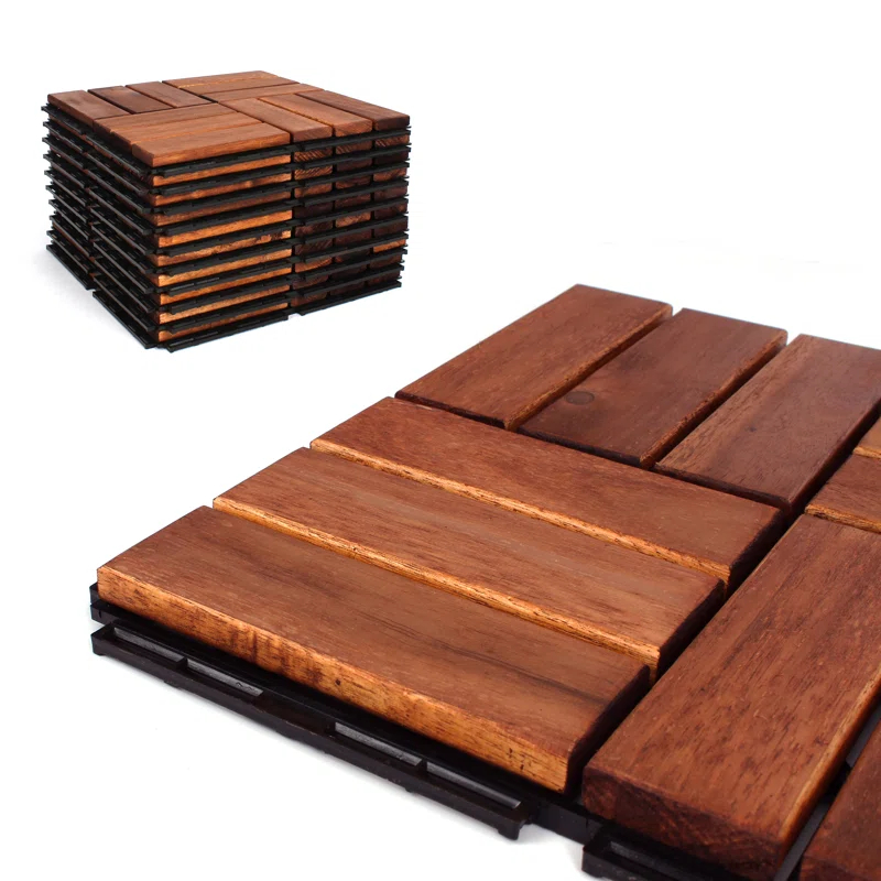 12" x 12" Wood Interlocking Deck Tile (Set of 10)